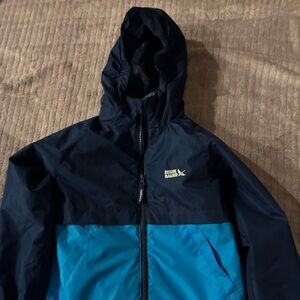 Kids Eddie Bauer Navy and Teal Hooded Jacket Size XS 5/6